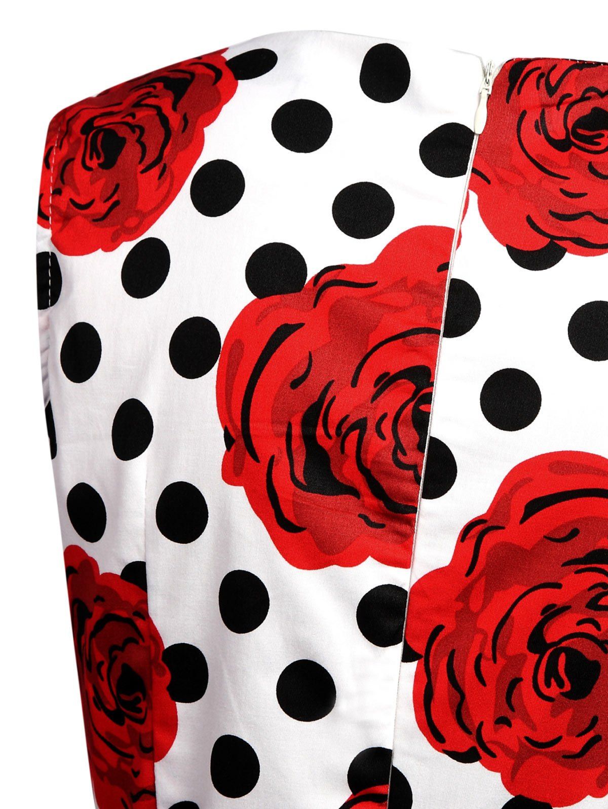 2018 Floral Print Cotton Vintage Formal Tea Dress WHITE XL In Vintage