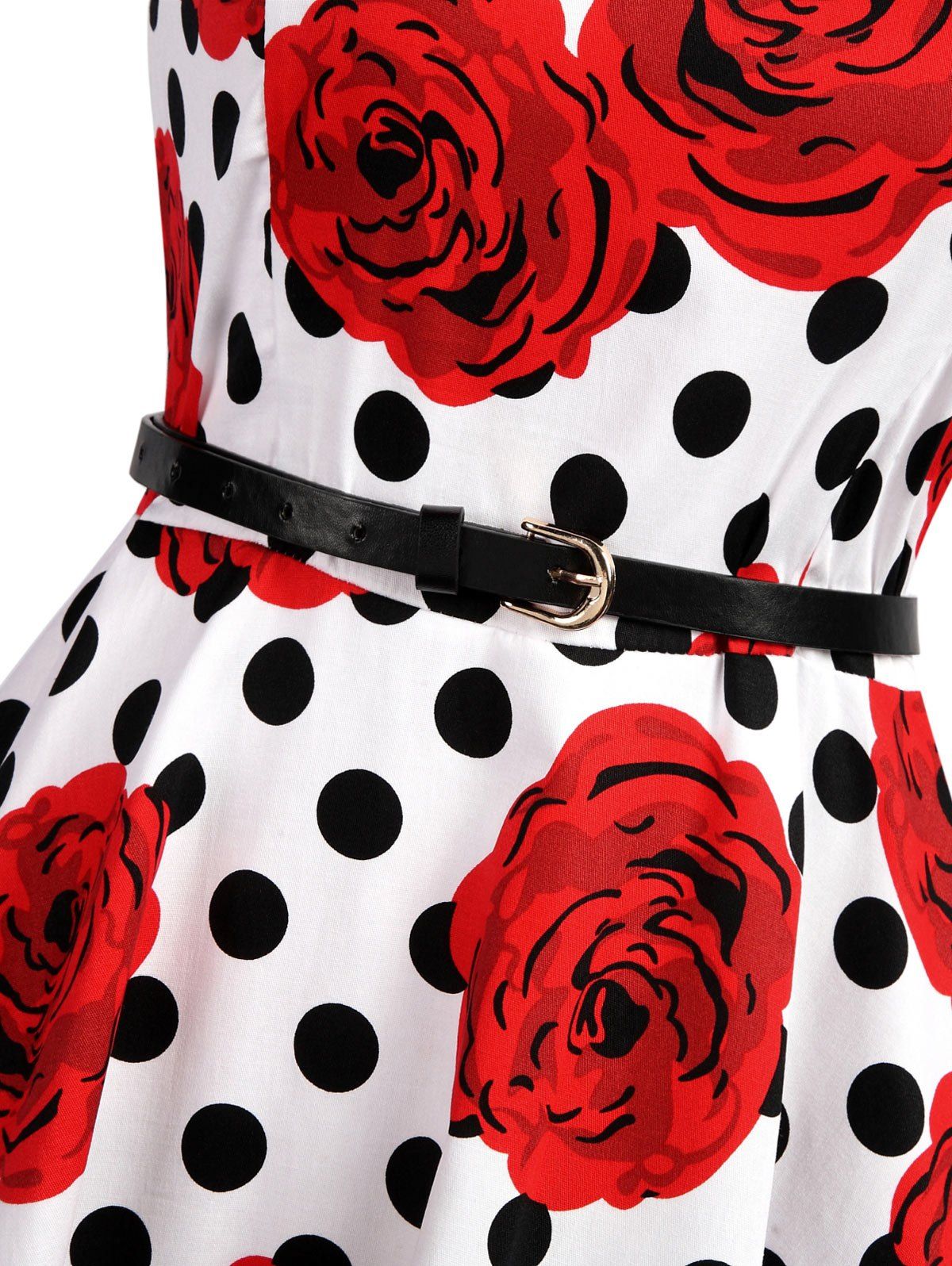 2018 Floral Print Cotton Vintage Formal Tea Dress WHITE XL In Vintage