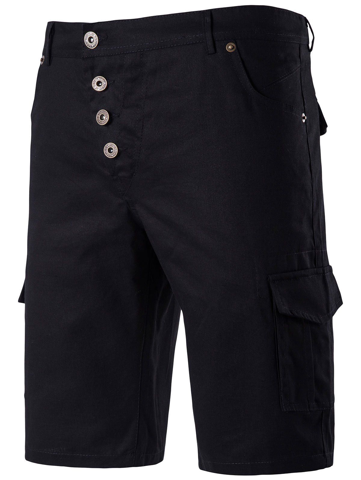 

Button Fly Chino Shorts with Pockets, Black