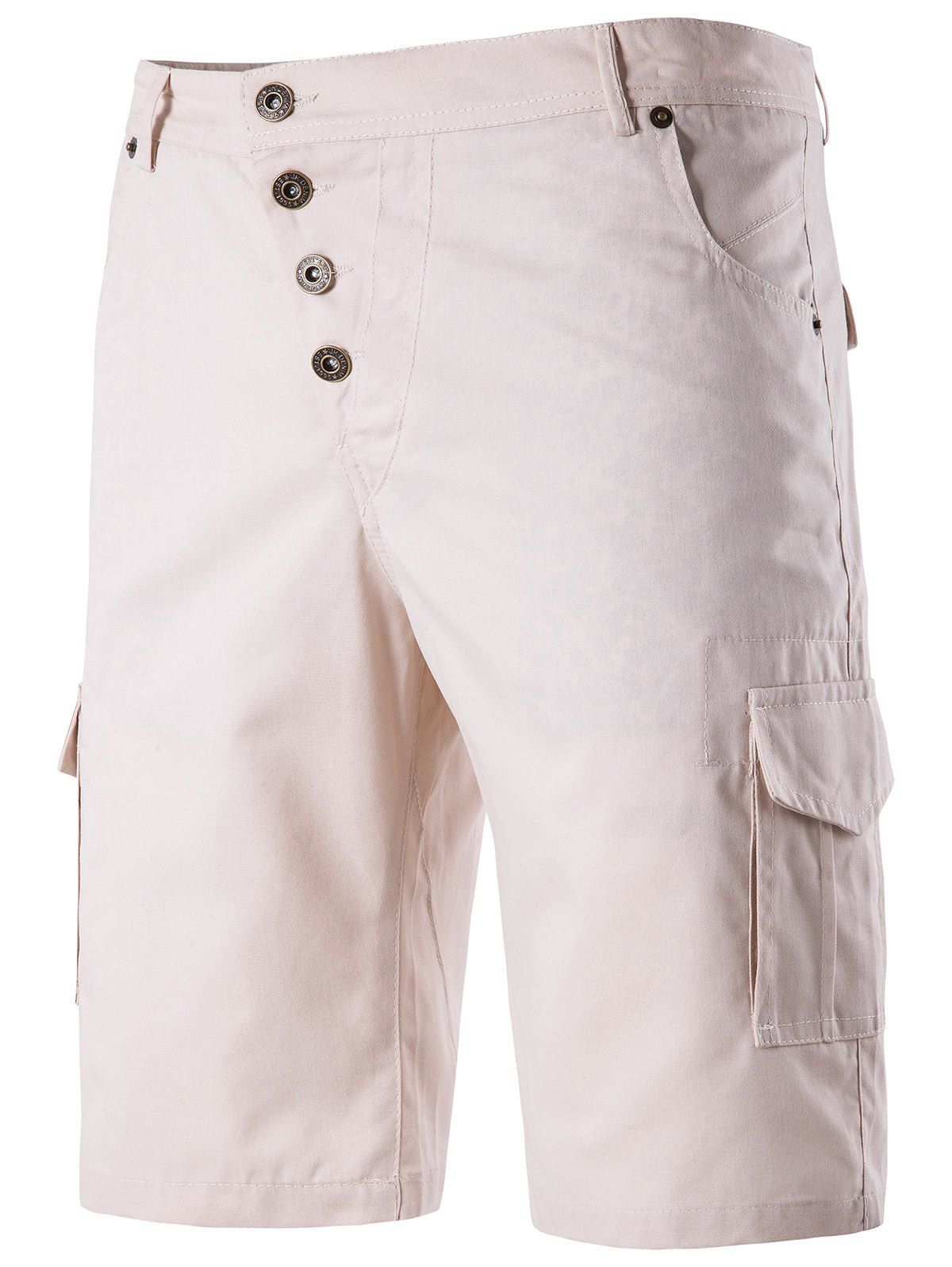 

Button Fly Chino Shorts with Pockets, White