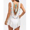 Sleeveless Crochet Cover Up with Pompom - WHITE ONE SIZE