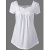 Décolleté en cœur Crochet Garniture T-shirt - Blanc 2XL