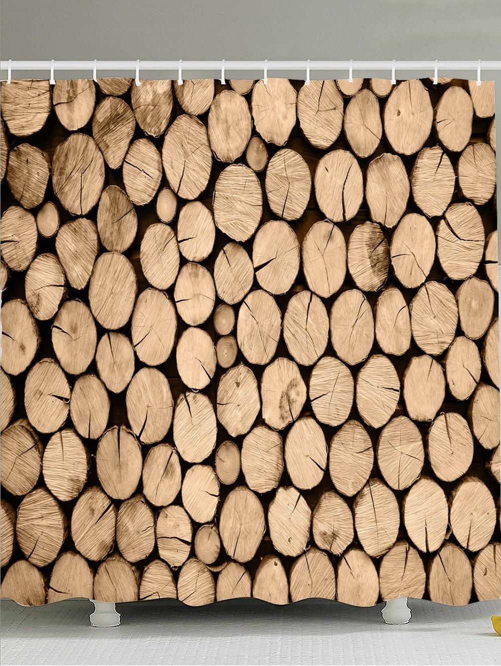 

Mouldproof Eco-Friendly Wood Shower Curtain, Light khaki