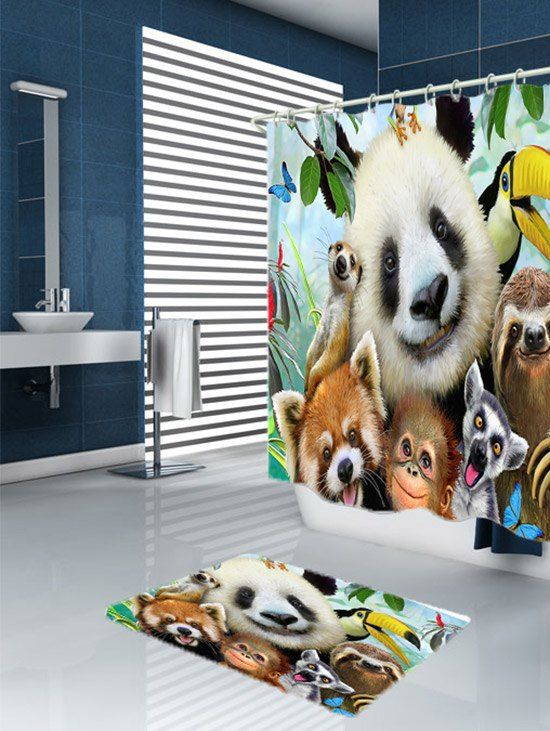 2018 Waterproof Fabric Animal Shower Curtain COLORMIX W INCH L INCH In