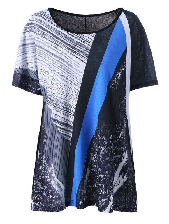 T-shirt Long Imprimé Abstrait Grande Taille - multicolore 4XL