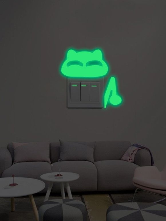 Cat Sourire étanche mur lumineux Sticker pour Nursery - Bright Vert 