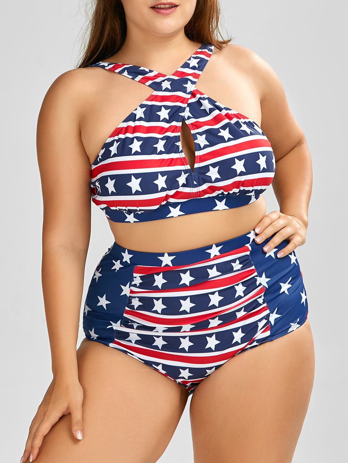 american flag high waisted bikini