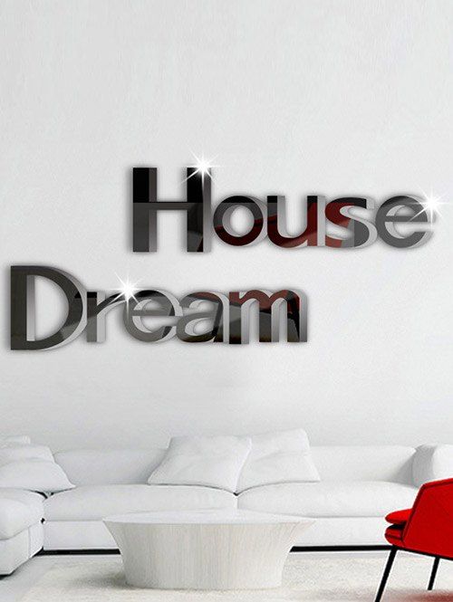 Dream House 3D Creative environnement bricolage Mirrored Wall Sticker - Noir 