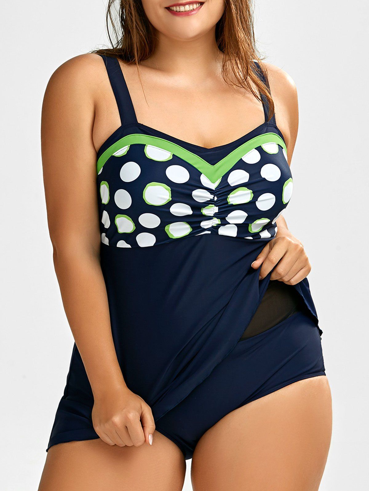 41 Off 2021 Plus Size Polka Dot One Piece Swimsuit In Purplish Blue Dresslily 4011