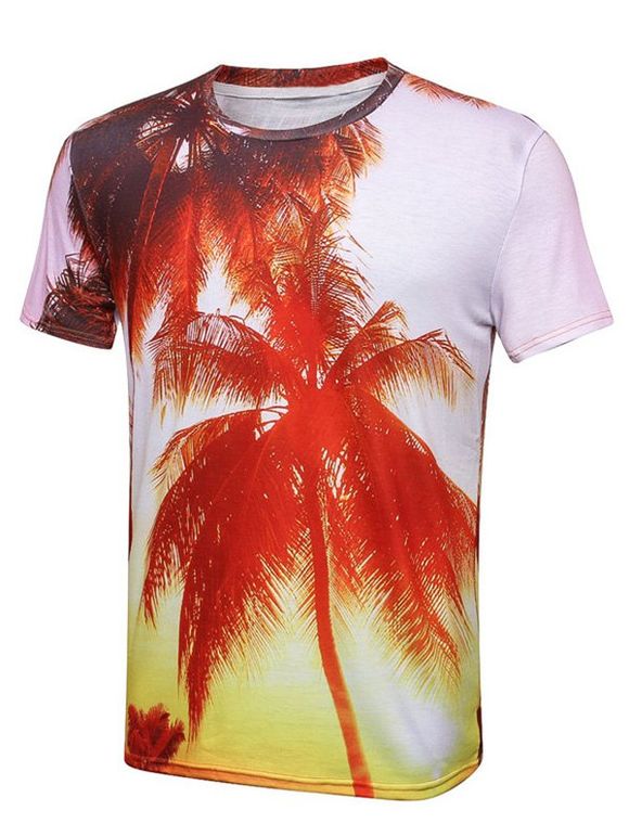 T-shirt manches courtes à imprimé 3D Palm Tree - multicolore XL