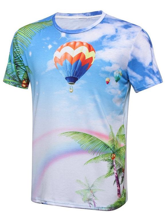 Noix de coco Ballon à air chaud arbre 3D T-shirt imprimé - multicolore XL