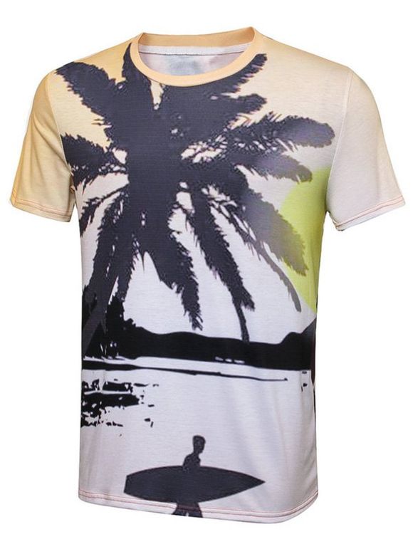 T-shirt à Imprimé Cocotier Tropical - multicolore XL
