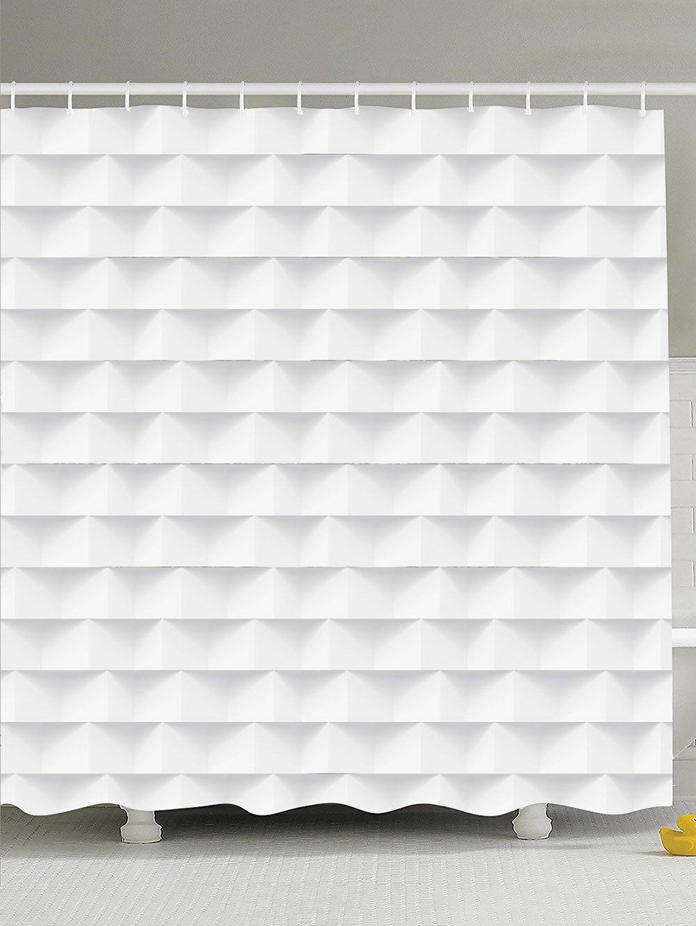 

Geometric Print Waterproof Shower Curtain, White