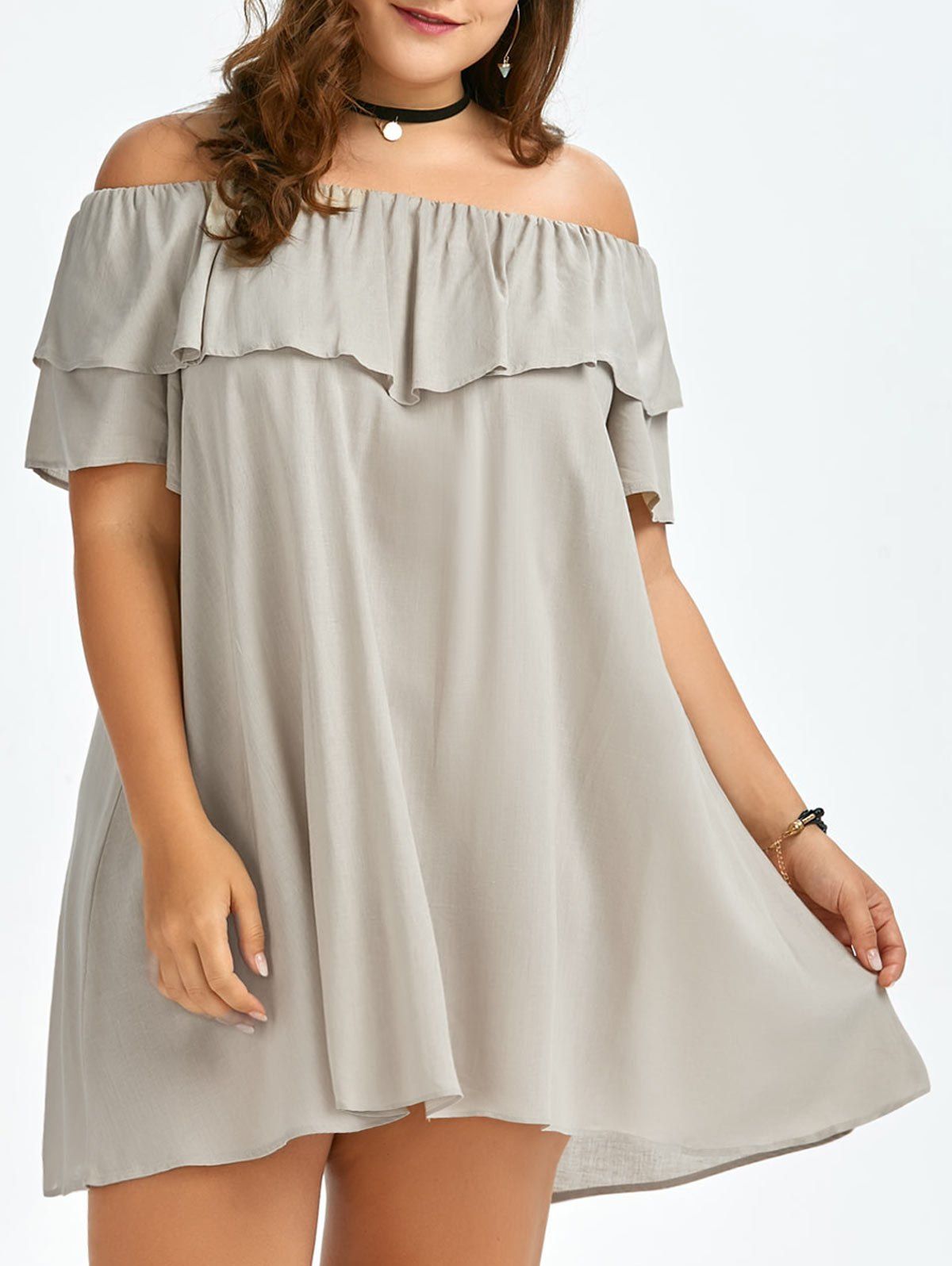 flounce trim swing dress