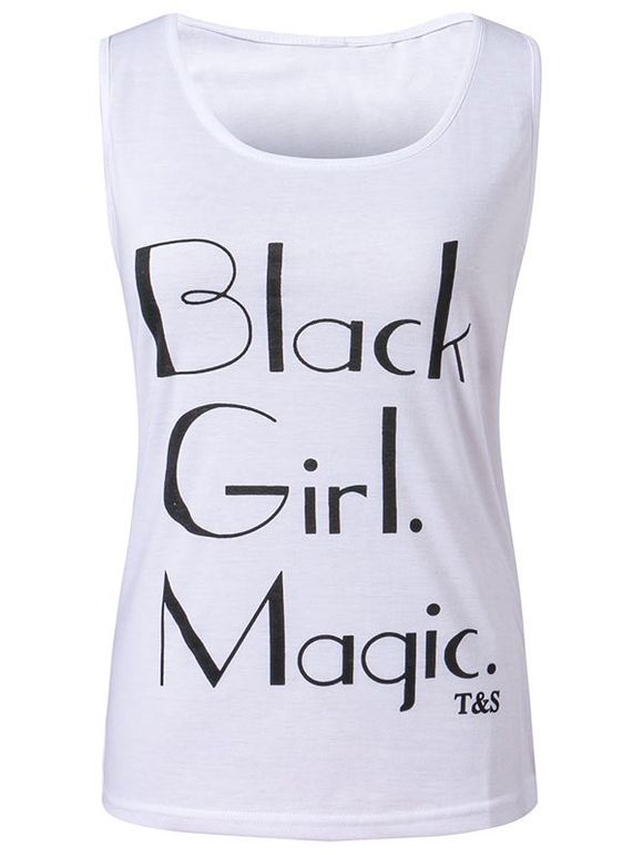 Black Girl Graphic Tank Top - Blanc L