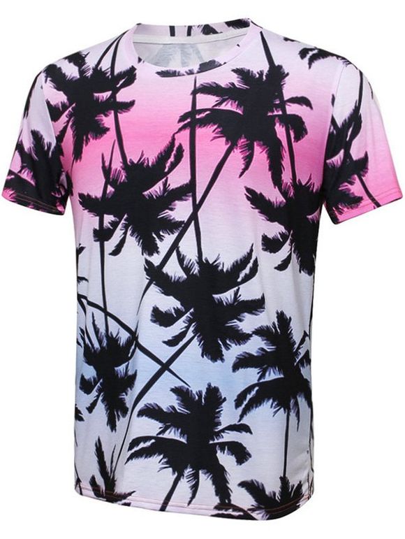 Coconut Tree 3D Imprimer Ombre T-shirt - multicolore 3XL