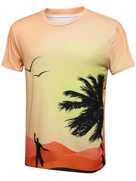 Noix de coco Imprimer manches courtes T-shirt - multicolore XL