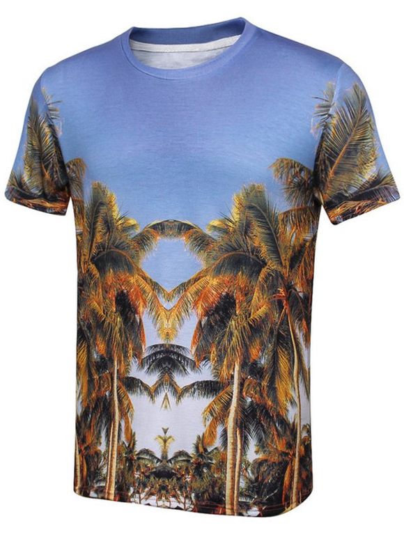 T-shirt manches courtes avec imprimé en cocotier - multicolore 3XL