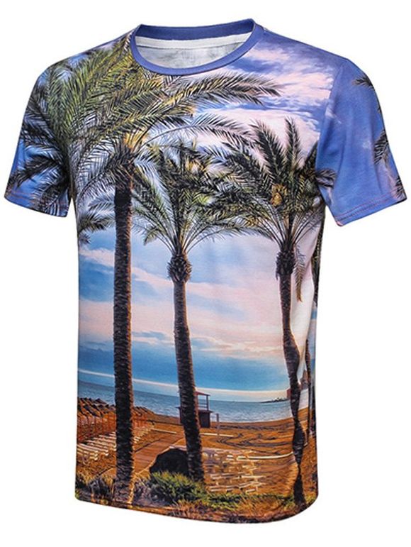 Sky Beach Cocotier ras du cou imprimé T-shirt - multicolore 2XL