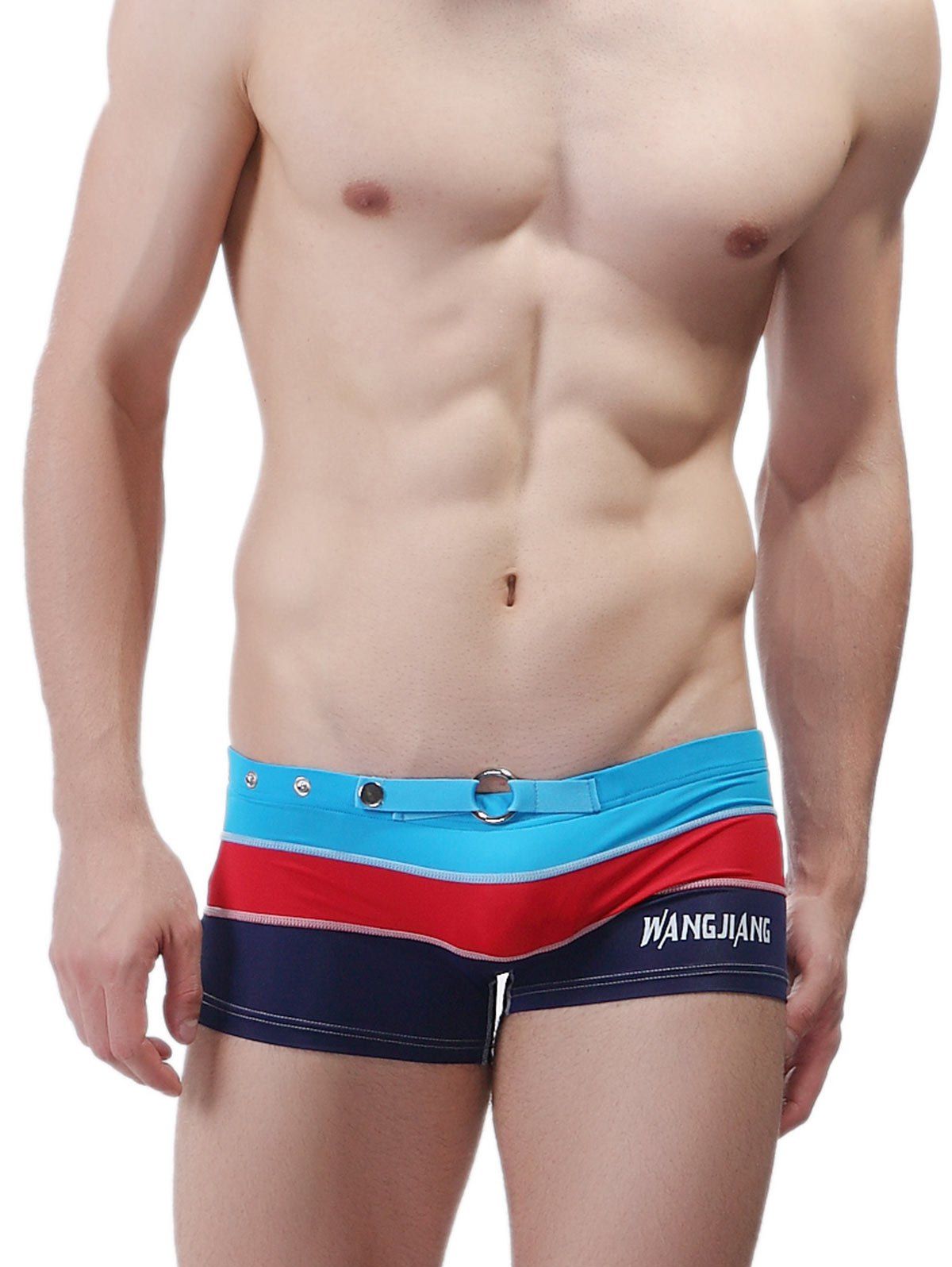 

Color Block Panel Metal Loop Swimming Trunks, Royal