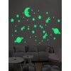 Cartoon Lune Terre Autocollants d'étoile étanche Noctilucent mur pour Nursery - Bright Vert 