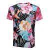 T-shirt floral à encolure dégagée 3D - multicolore XL