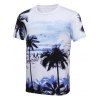 Palm Tree Printed Round Neck Hawaiian T-shirt - COLORMIX XL