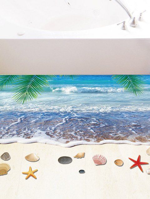 2018 3D Starfish Beach Floor Sticker BLUE CM In Floor Stickers Online ...