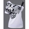 T-shirt à Motif Papillon à Une épaule Nue Grande Taille - Blanc Cassé 5XL