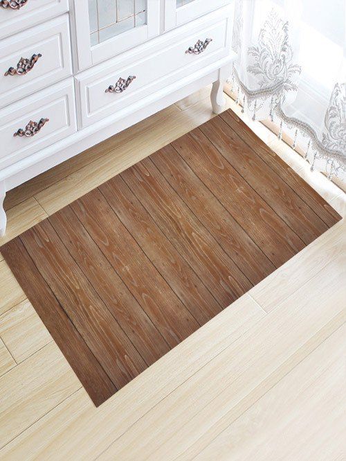 

Wood Grain Skid Resistant Flannel Bath Rug, Wood color