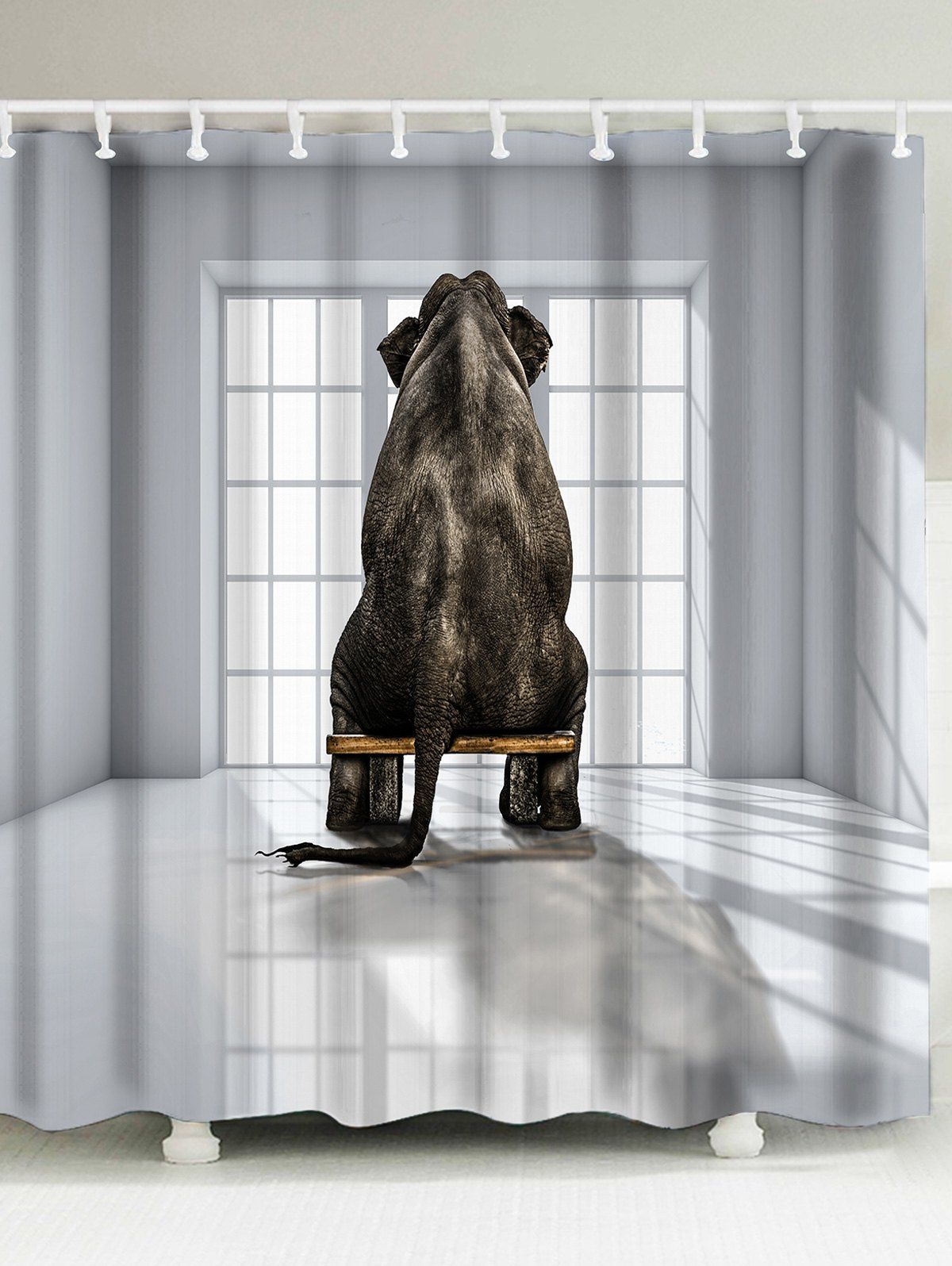 [17 OFF] 2021 Thinking Elephant Fabric Shower Curtain In SMOKY GRAY