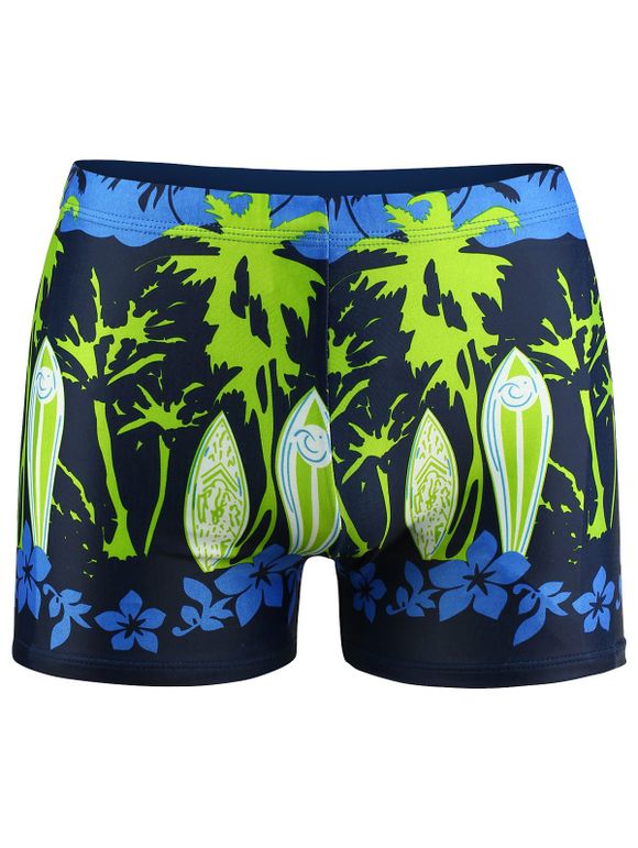 Shorts de natation imprimés floraux à lacets - Vert M