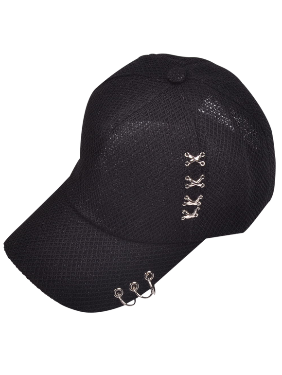 Chapeau de baseball Cross Rivet en métal métallisé - Noir 