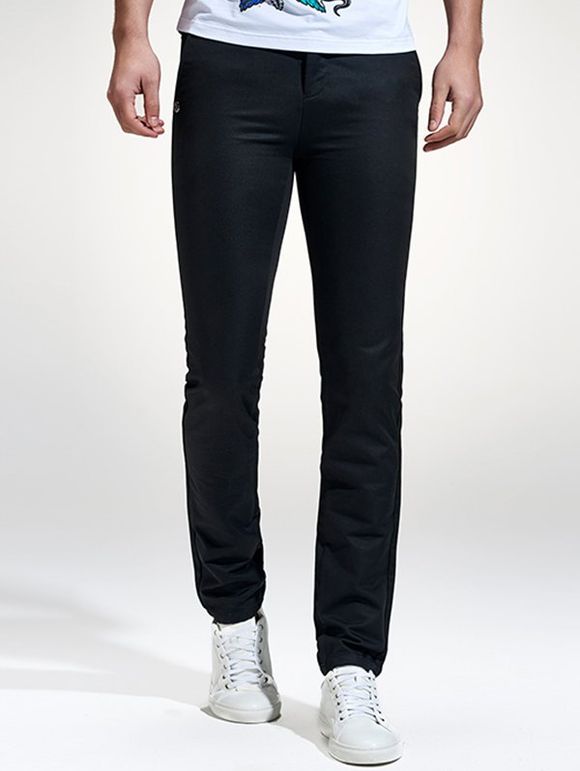 Button Embellished Zip Fly Casual Pants - Noir 31