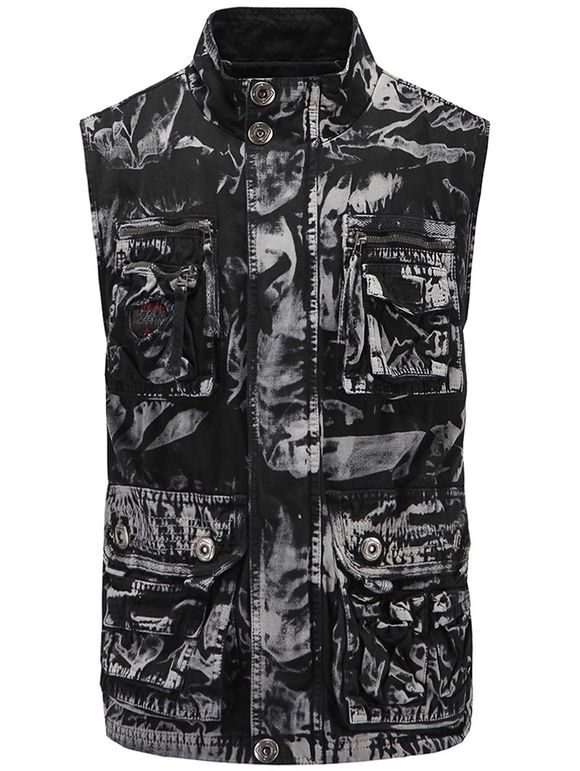 Zip Up Pockets Design Cargo Vest - Noir 2XL