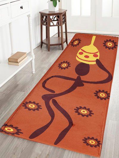 

Figure Pattern Antiskid Flannel Water Absorption African Rug, Burnt orange