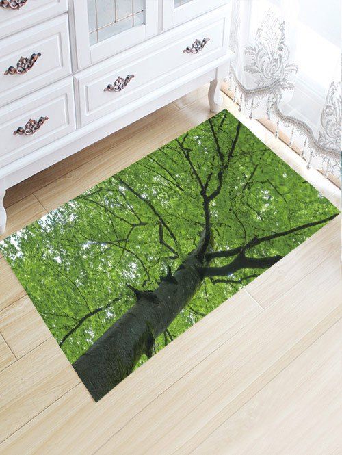 

Tree Water Absorption Flannel Antiskid Rug, Green