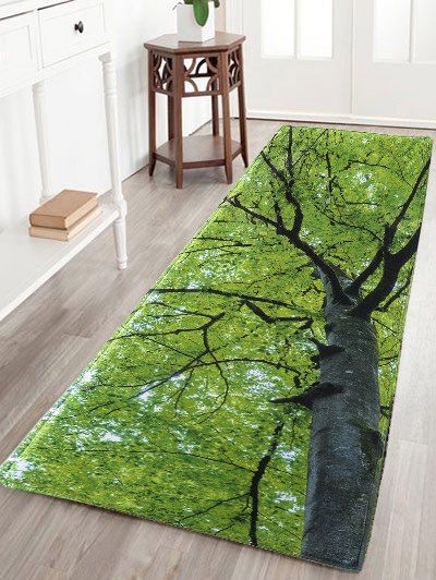 

Tree Water Absorption Flannel Antiskid Rug, Green