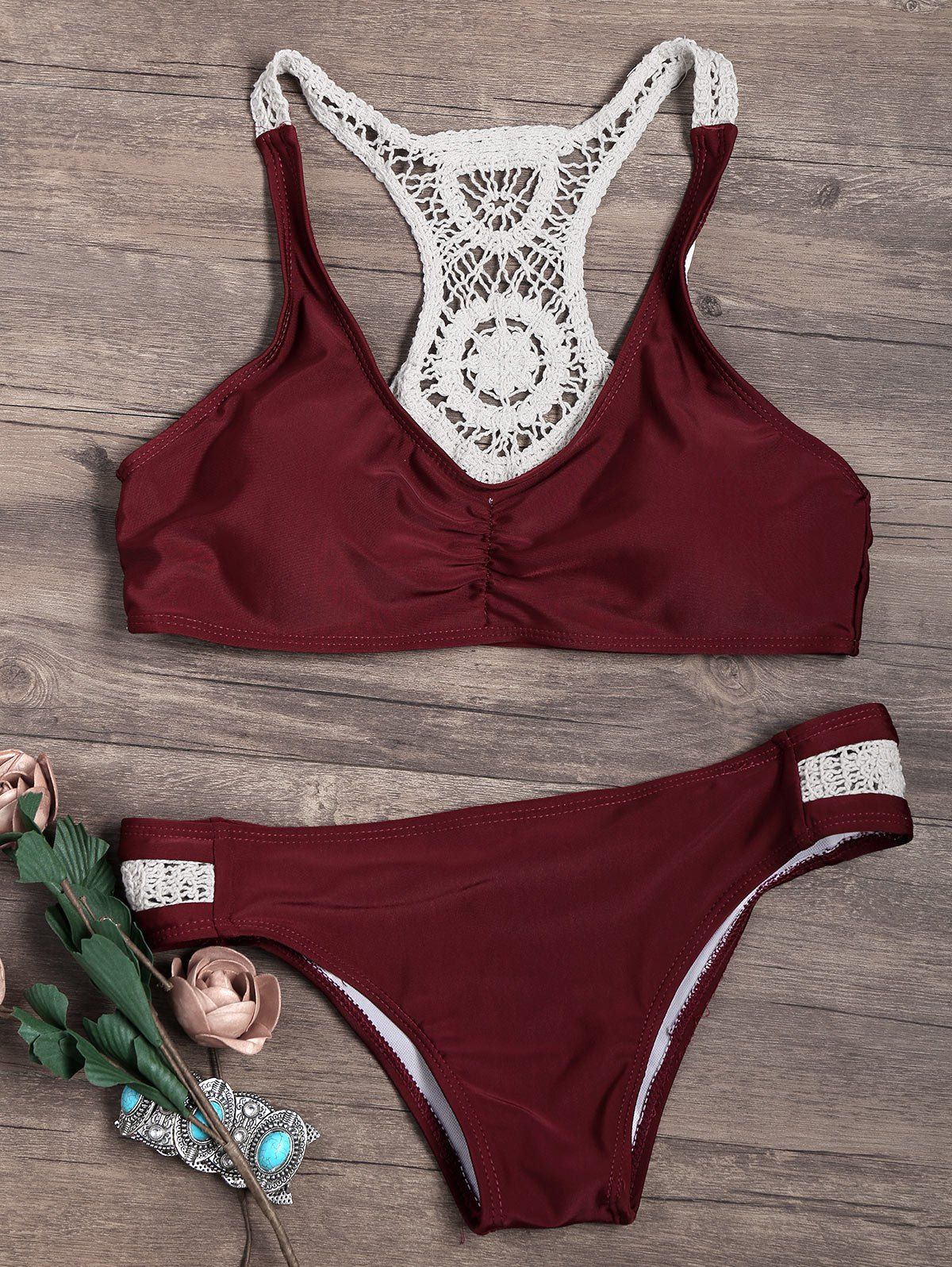 

2 Pieces Bikini Swimwear with Crochet Lace, Colormix