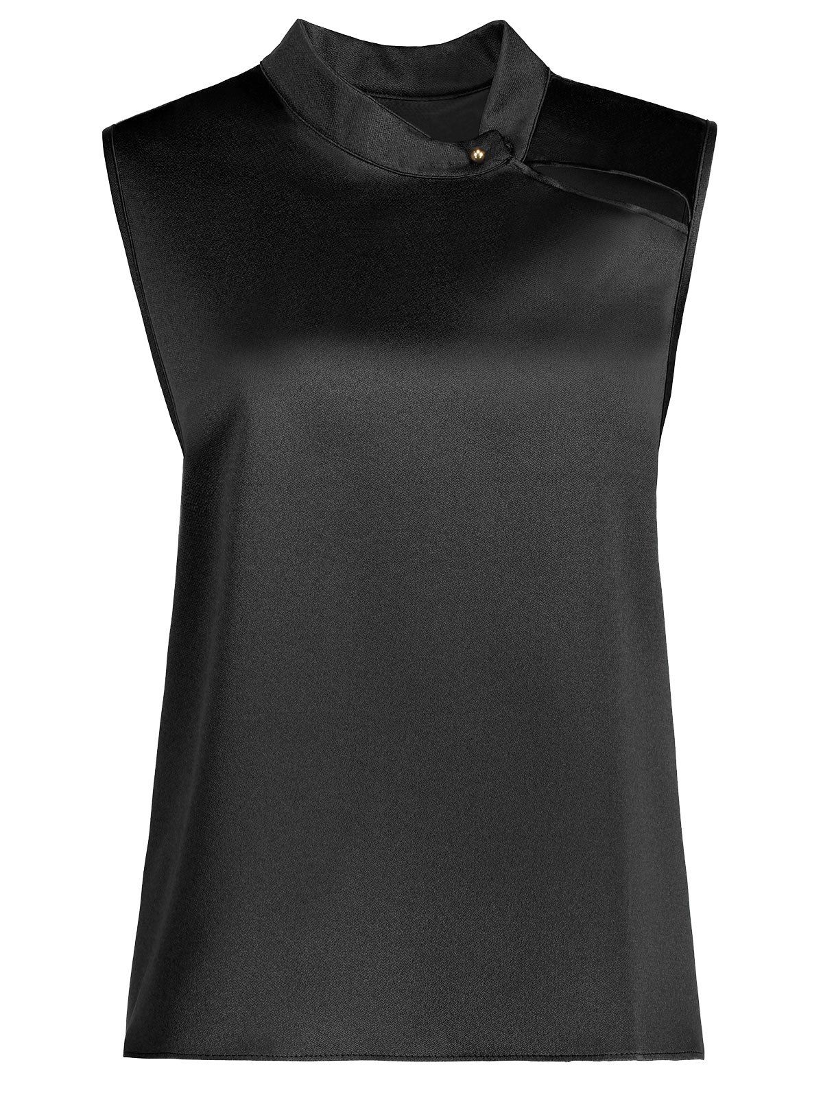 

High Neck Plus Size Flare Tank Top, Black