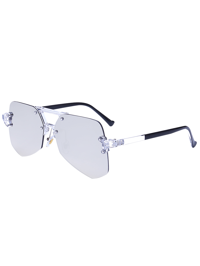 [41 OFF] 2021 Ombre Transparent Geometric Rimless Sunglasses In