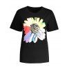 T-shirt Fleuri à Manches Courtes Grande Taille - Noir 2XL