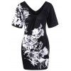 Robe ajustée en t-shirt floral - Noir XL