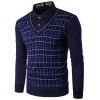 Polka Dot Panel Plaid T Shirt - Bleu et Blanc XL