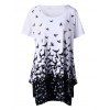 T-shirt Long Imprimé Oiseau Grande Taille - Blanc 5XL
