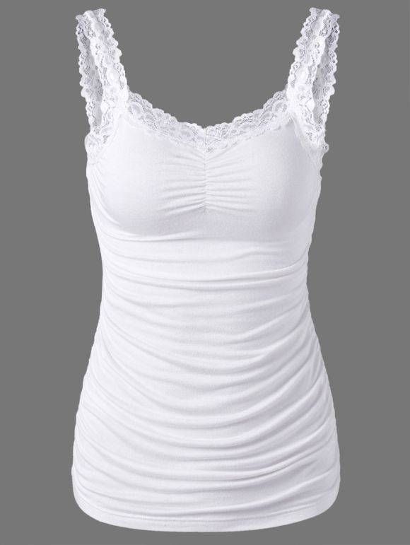 T-shirt manches courtes en dentelle - Blanc XL