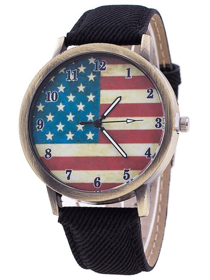 Stars And Stripes Flag Jeans Watch - BLACK 