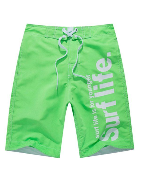 

Graphic Print Velcro Board Shorts, Green