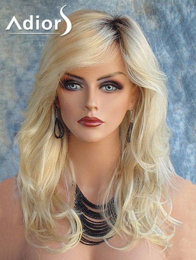 

Adiors Long Slightly Curled Colormix Side Part Synthetic Wig, Gradual yellow