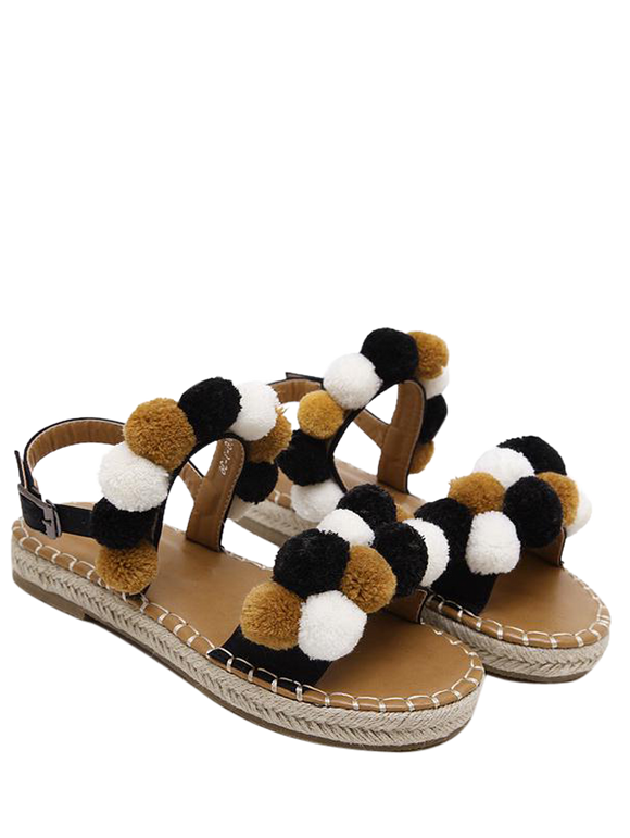 Sandales de couture à pompon - Noir 38